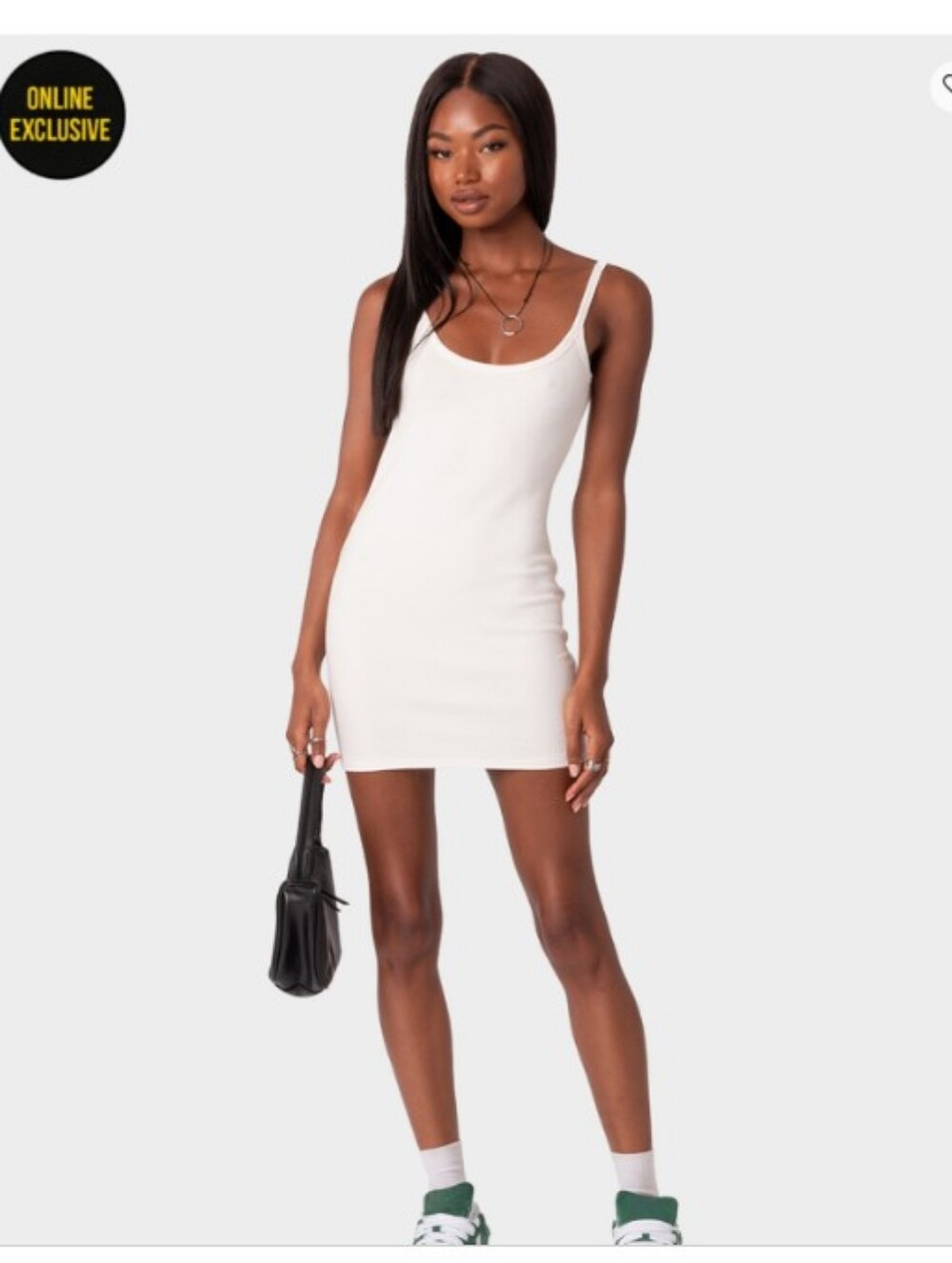 Edikted Ivory Ribbed Tank Mini Dress